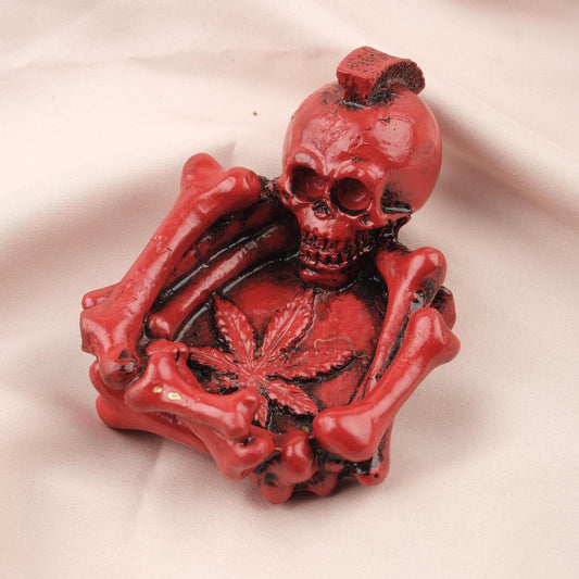 Red Skeleton Gladiator with Marijuana Ashtray, Unique Idea for Smokers, Smoking Accessories | Cigarette Lid and Ash Tray, Cigar Holder