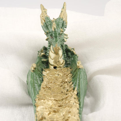 Money Attraction  Dragon  Gold Flow Incense Stick Holder | Prosperity Feng Shui Stick Tray | 25x6x7cm Authentic Decoration for Yoga Lovers