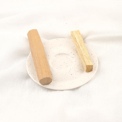 Oval White Small Incense Stick And Palo Santo Holder | Ceramic Aromatherapy Ash Catcher | 9x9x3cm Authentic Meditation Needs for Yoga Lovers