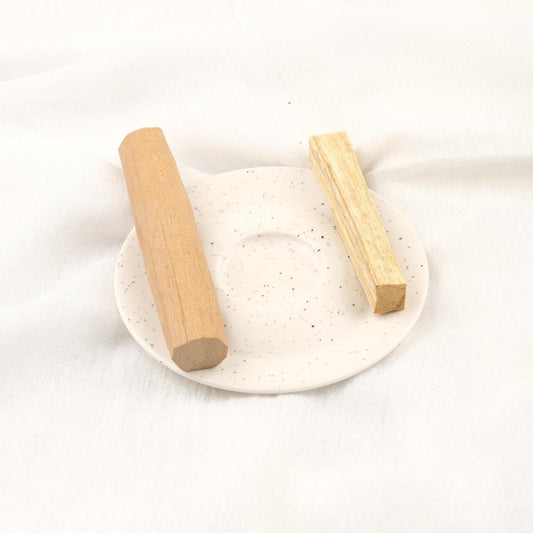 Oval White Small Incense Stick And Palo Santo Holder | Ceramic Aromatherapy Ash Catcher | 9x9x3cm Authentic Meditation Needs for Yoga Lovers