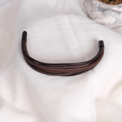 Brown Leather Bracelet for Men, 22cm Bold Style, Genuine Leather, Durable Everyday Wear, Minimalist Masculine Design