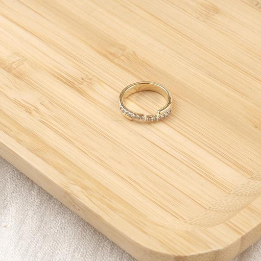 Minimal Diamond Gold Ring for Women, Dainty Little Finger Ring with Sparkly Accent, Delicate and Stylish Everyday Jewelry Gift