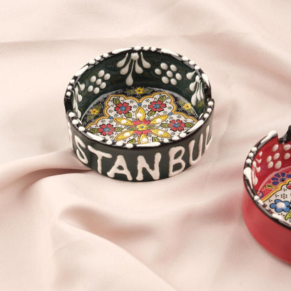 Buy1 Get1 | Handmade, Antique Looking Vintage Style Ashtray in Black & Dark Red