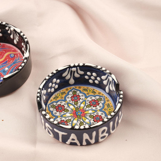 Buy1 Get1 | Handmade, Antique Looking Vintage Style Ashtray in Unique Colors Blue & Black