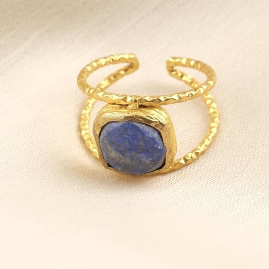 Stone of Mind & Authenticity | Handmade Sodalite Ring, Antique Looking And Vintage Style Adjustable Ring,Gemstone Artistic Diamond Ring Gift
