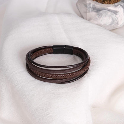 Brown Leather Bracelet for Men, 22cm Bold Style, Genuine Leather, Durable Everyday Wear, Minimalist Masculine Design