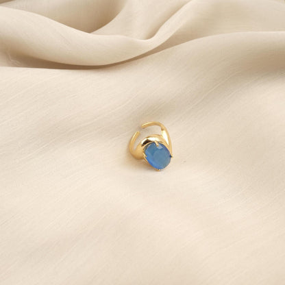 Protect the Aura | Handmade Blue Cat's Eye Ring, Antique Looking And Vintage Style Adjustable Ring, Gemstone Artistic Diamond Ring Gift June