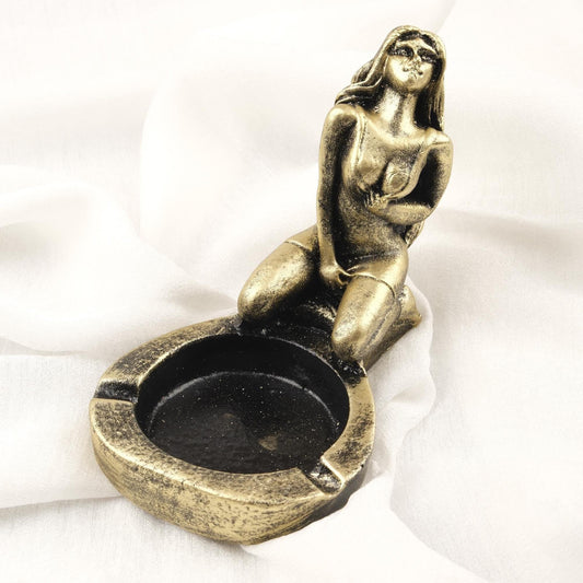 Gold Exotic Women Figure Ashtray, Smoking Accessories for Smokers, Cigarette Lid | Unique Vintage Gift Ideas WEIGHS 1LB, Colors Available