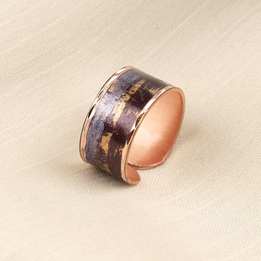 Vincent van Gogh “Starry Night Over the Rhône” Ring in Pure Copper, Adjustable Artistic Design | Handmade Antique Looking Vintage Style Gift