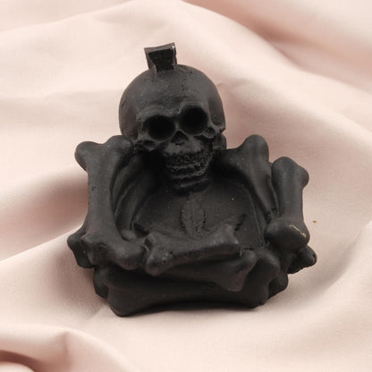 Marijuana Leaf & Skeleton Mini Ashtray , 12.5 cm and 5 in | Gladiator Skull Design, Unique Resin Smoking Accessory, Gothic Decor Gift