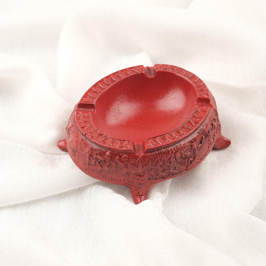 Handmade Red Ancient Egypt Art Ashtray  Funky Mythic Outdoor Ashtray Gift for Smokers Cigarette Lid and Accessories for Smokers WEIGHS 1LB