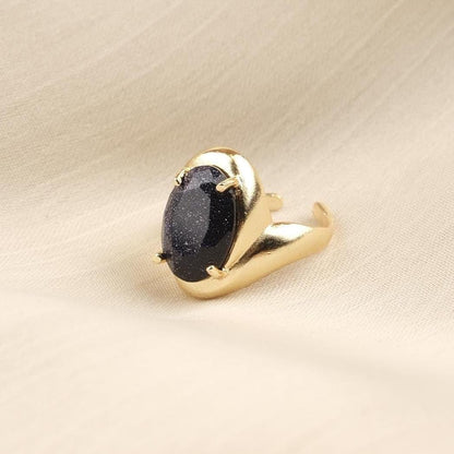 Handmade Shiny Ring , Gemstone Antique Looking And Vintage Style Gold Plated Adjustable , Elegant Oval Cut Statement Design Gift for Her