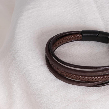 Brown Leather Bracelet for Men, 22cm Bold Style, Genuine Leather, Durable Everyday Wear, Minimalist Masculine Design