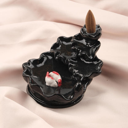 Koi Fish Pond Backflow Incense Burner, Ash Lid for Meditation Incense, Aromatherapy Decoration for Backflow Incense & Cone, Unique Gift Idea