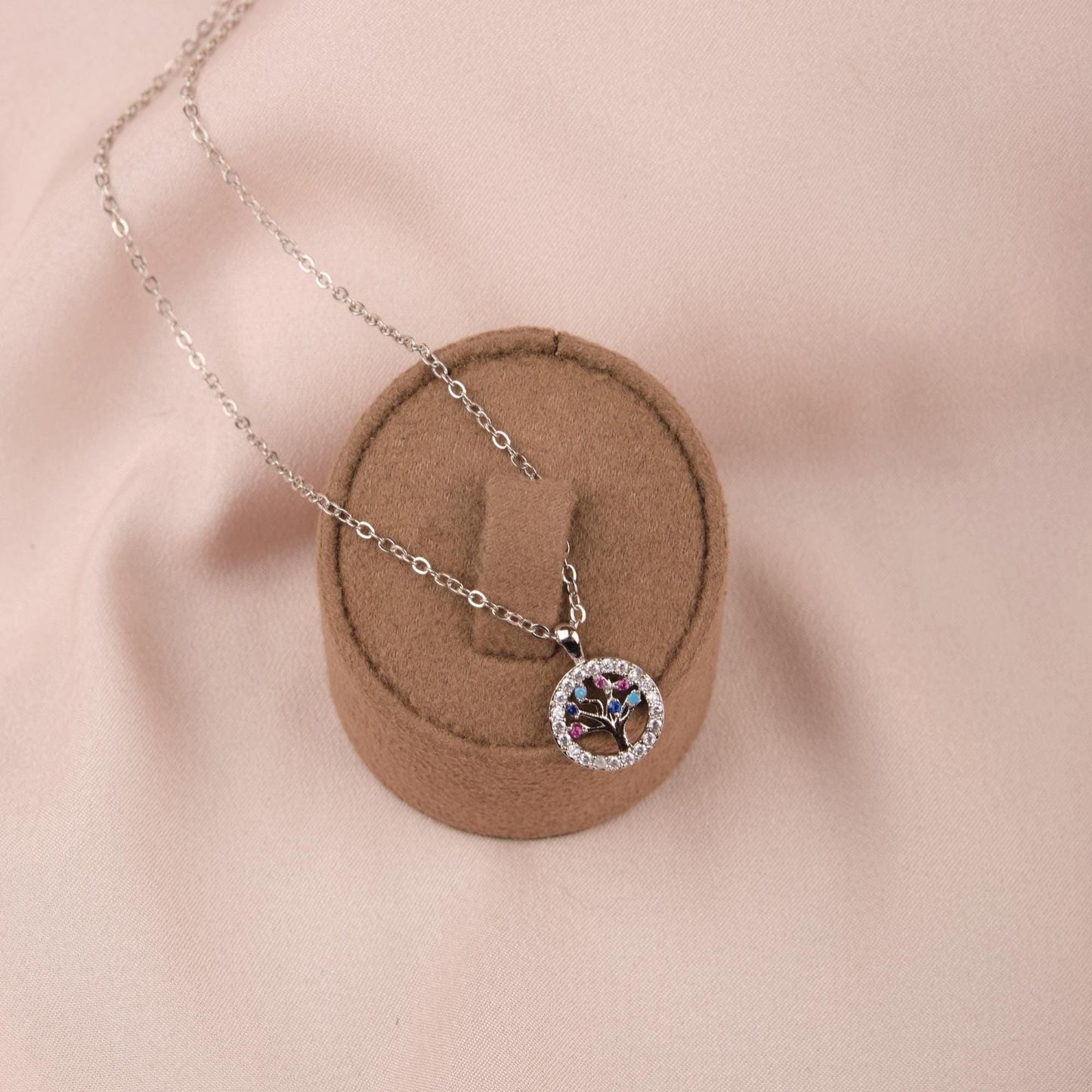 Tree Of Life Pendant Necklace In Silver, Minimal Brass Jewelry, Spiritual Spring And Summer Gift For Women, Gentle Care