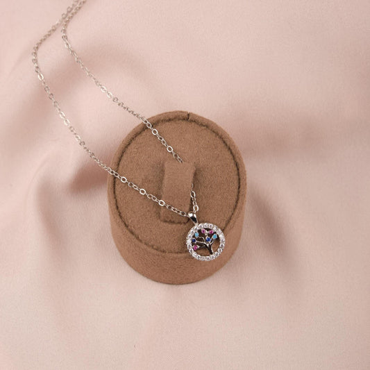 Tree Of Life Pendant Necklace In Silver, Minimal Brass Jewelry, Spiritual Spring And Summer Gift For Women, Gentle Care