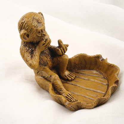 Light Green Small Middle Finger Monkey Ashtray  Funky Vintage Smoking Accessories Gift Idea – 13x10cm Handmade HEAVY ITEM 1LBS