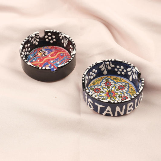 Buy1 Get1 | Handmade, Antique Looking Vintage Style Ashtray in Unique Colors Blue & Black
