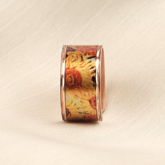 Vincent van Gogh “Vase with Fifteen Sunflowers” Ring in Pure Copper, Adjustable Artistic Design, Handmade Antique Looking Vintage Style Gift