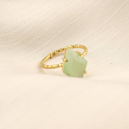 Handmade Diamond Ring, Drop Style Antique Looking And Vintage Style Gold Plated Adjustable , Green Gemstone Elegant Artisan Crafted Ring