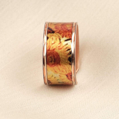 Vincent van Gogh “Vase with Fifteen Sunflowers” Ring in Pure Copper, Adjustable Artistic Design, Handmade Antique Looking Vintage Style Gift