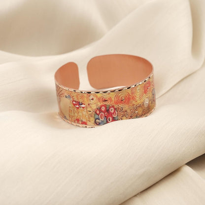 Gustav Klimt "The Kiss" Bracelet in Pure Copper, Inspired by Artistic Handmade Adjustable Cuff | Antique Looking Vintage Style Gift for Her