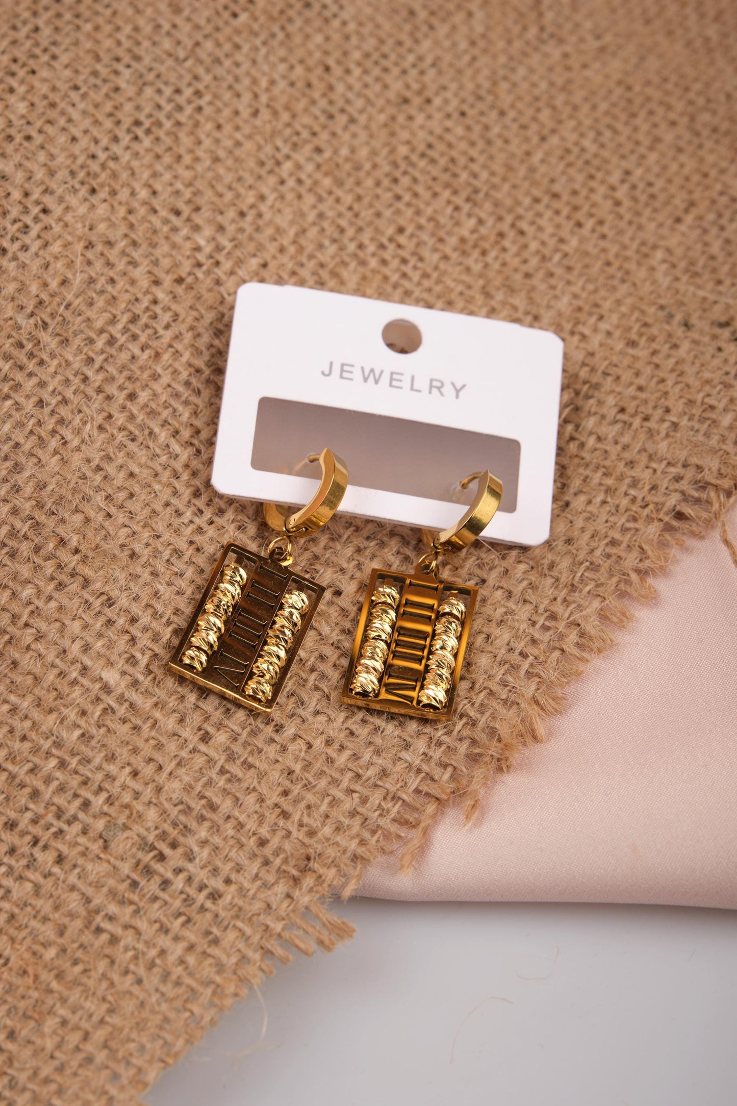 Gold Roman Number Multifunctional Earrings, Bold Hellenic Jewelry For Women, Everyday Hypoallergenic Style In Brass