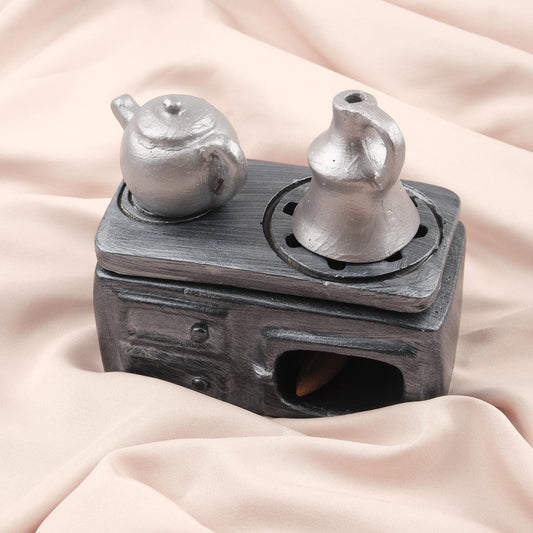 Exotic Teapot Set Incense Cone Holder, Kitchen Decor Incense Burner for Unique gift Idea for Art Lovers, Authentic Spiritual Home Decor