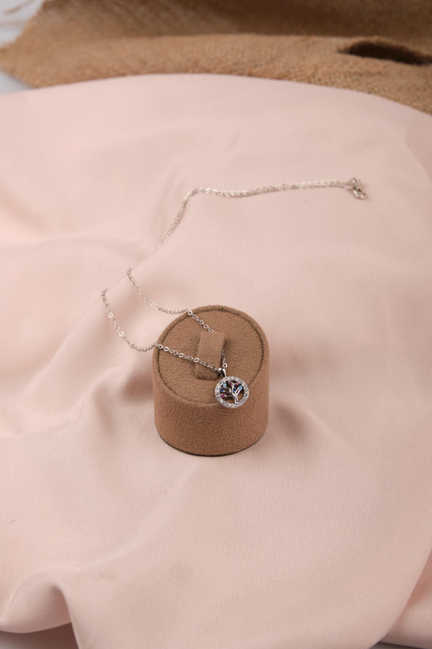 Tree Of Life Pendant Necklace In Silver, Minimal Brass Jewelry, Spiritual Spring And Summer Gift For Women, Gentle Care