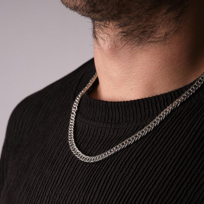 Men's Silver Chain Choker Necklace & 55 cm, Strong, Sleek and Modern Design | Elegant Gift for Him | Everyday Masculine Style