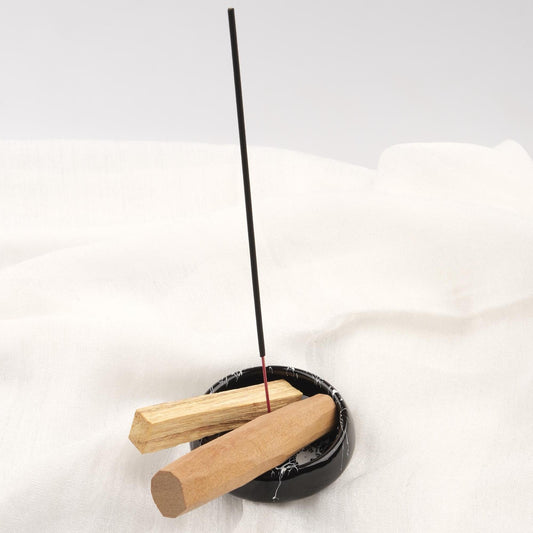 Small Black And White Marble Ceramic Palo Santo Holder  Authentic Ash Catcher Plate For Rituals And Cleansing  13x13x2cm Meditation Ash Lid