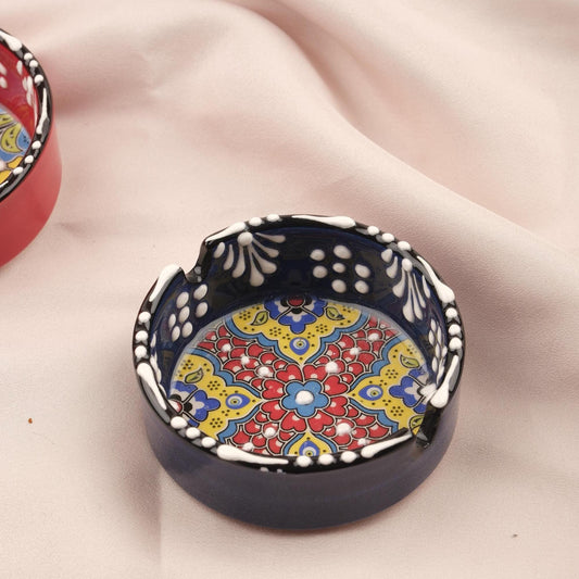 Buy1 Get1 | Handmade, Antique Looking Vintage Style Ashtray in Red & Blue