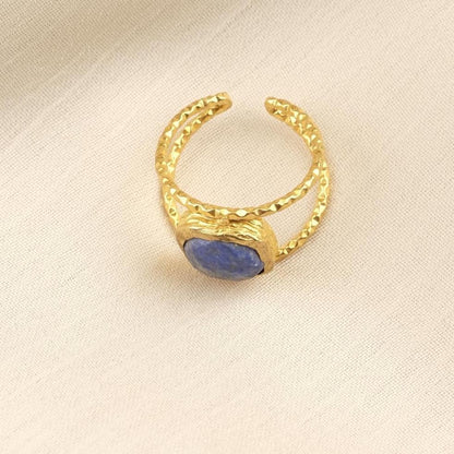 Stone of Mind & Authenticity | Handmade Sodalite Ring, Antique Looking And Vintage Style Adjustable Ring,Gemstone Artistic Diamond Ring Gift