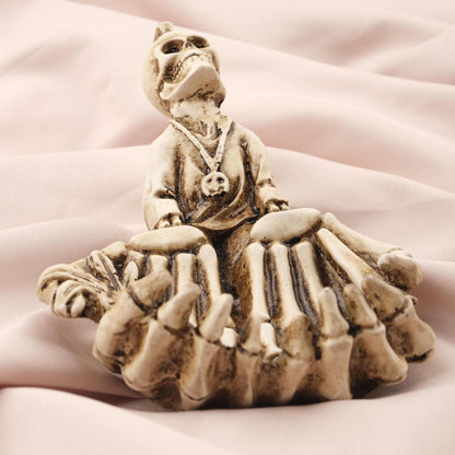 Skull & Marijuana Leaf Ashtray in White, Gothic and Hippie Gift for Smokers | Vintage Cigarette Lid | Skeleton | Unique Smoking Accessories
