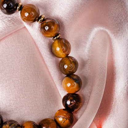 Silver Dumbbel Tiger Eye Hematite Bracelet for Him, Sacral Chakra Protection Gemini, Scorpio, Taurus, Cancer, Power Stone Men Gym Bracelet
