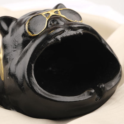Cool Pug Dog Ashtray with Sunglasses, Funky Black Pet Design for Smokers, Hip Hop Style Handmade Gift  Unique Decor Piece