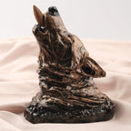 Gold & Black Resin Howling Wolf Backflow Incense Burner