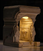 Karyatid Column Lamp with Medusa Details & Creation of Adam Prints and Sandro Boticelli