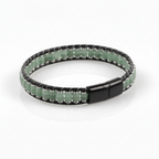 Unisex Gemstone Beaded Leather Bracelets with Titanium Lock