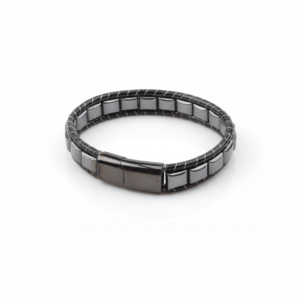 Unisex Gemstone Beaded Leather Bracelets with Titanium Lock
