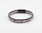 Unisex Gemstone Beaded Leather Bracelets with Titanium Lock