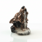 Gold & Black Resin Howling Wolf Backflow Incense Burner