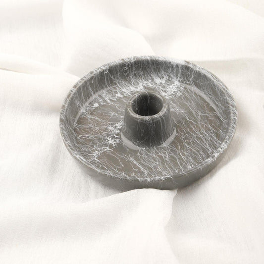 Sky Gray And White Oval Palo Santo And Smudge Holder | Handmade Ceramic Energy Cleansing Dish | 13x13x9cm Sandal Stick Holder Authentic Gift