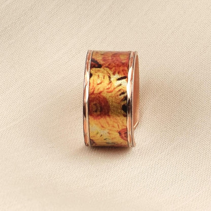 Vincent van Gogh “Vase with Fifteen Sunflowers” Ring in Pure Copper, Adjustable Artistic Design, Handmade Antique Looking Vintage Style Gift