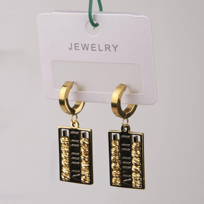 Gold Roman Number Multifunctional Earrings, Bold Hellenic Jewelry For Women, Everyday Hypoallergenic Style In Brass