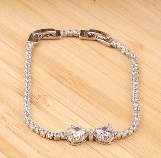 Italian Lock Exotic Silver Tennis Bracelet for Women with Flower