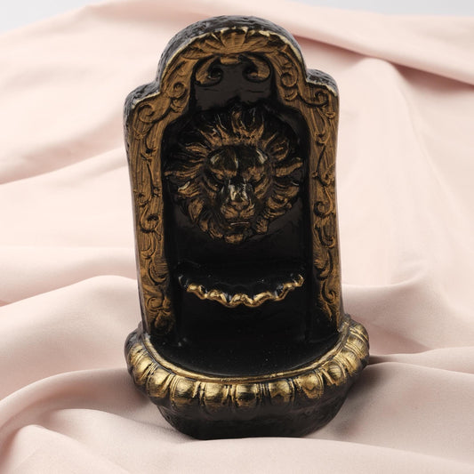 Gold Lion Incense Backflow Burner, Free Cone Included | Unique Ash Catcher, Waterfall Incense with Lion Figure, Smoke Aromatherapy Cone