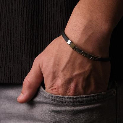 Gold Finish Tree Design Bracelet for Men, Stainless Steel | Strong Wristwear | Masculine and Sleek Jewelry Gift for Everyday or Formal Looks