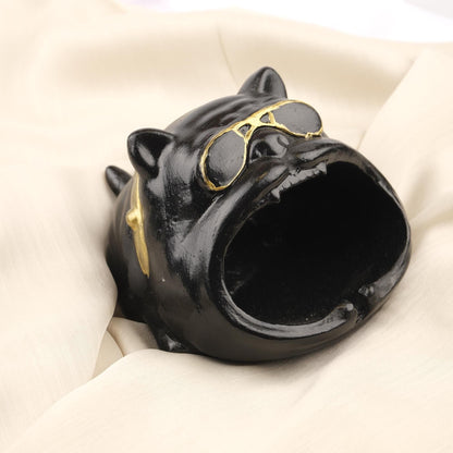 Cool Pug Dog Ashtray with Sunglasses, Funky Black Pet Design for Smokers, Hip Hop Style Handmade Gift  Unique Decor Piece