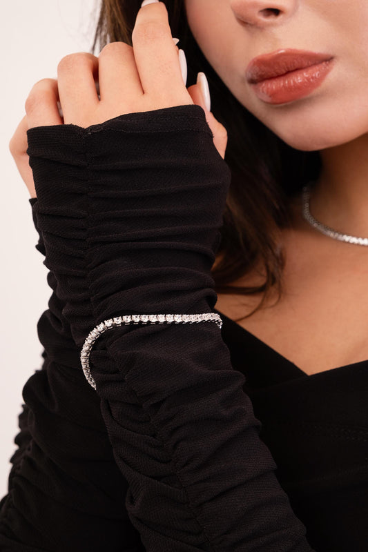 Women’s Silver Tennis Bracelet, Unique 925 Sterling Silver with 3mm Zircon Gem Stones and Italian Lock, Stylish and Timeless Wedding Gift